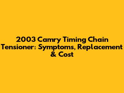 2003 Camry Timing Chain Tensioner: Symptoms, Replacement & Cost