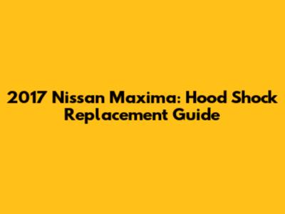 2017 Nissan Maxima: Hood Shock Replacement Guide