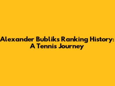 Alexander Bublik's Ranking History: A Tennis Journey