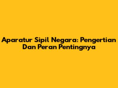 Aparatur Sipil Negara: Pengertian Dan Peran Pentingnya