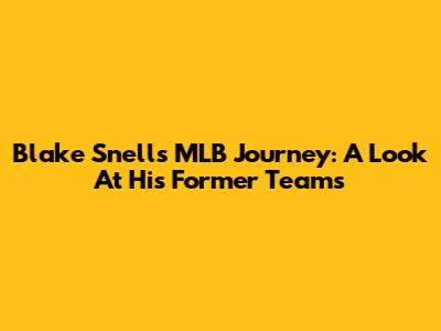 Blake Snell's MLB Journey: A Look At His Former Teams