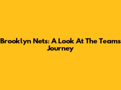Brooklyn Nets: A Look At The Team's Journey