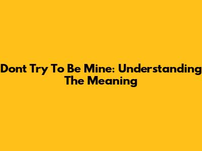 Don't Try To Be Mine: Understanding The Meaning