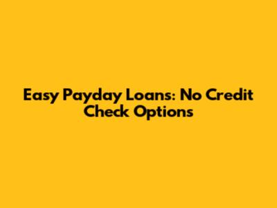 Easy Payday Loans: No Credit Check Options