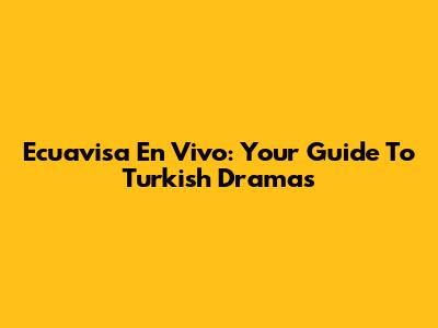 Ecuavisa En Vivo: Your Guide To Turkish Dramas