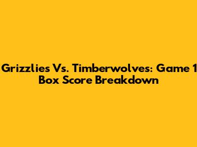 Grizzlies Vs. Timberwolves: Game 1 Box Score Breakdown