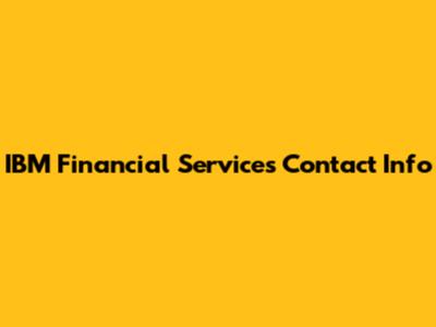 IBM Financial Services Contact Info