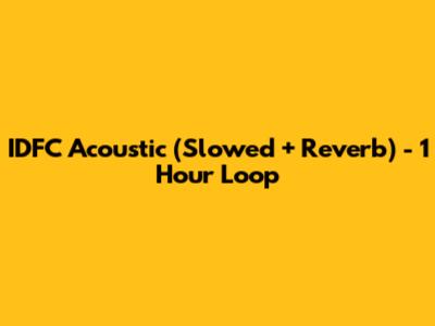 IDFC Acoustic (Slowed + Reverb) - 1 Hour Loop