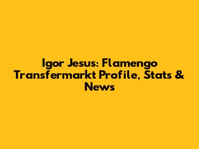 Igor Jesus: Flamengo Transfermarkt Profile, Stats & News
