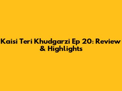 Kaisi Teri Khudgarzi Ep 20: Review & Highlights