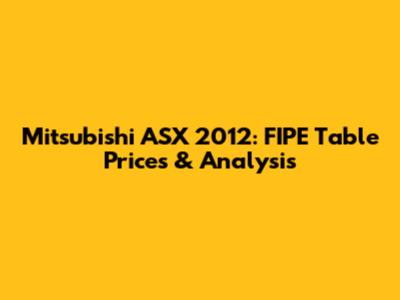 Mitsubishi ASX 2012: FIPE Table Prices & Analysis