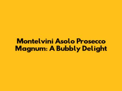 Montelvini Asolo Prosecco Magnum: A Bubbly Delight