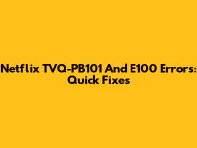 Netflix TVQ-PB101 And E100 Errors: Quick Fixes