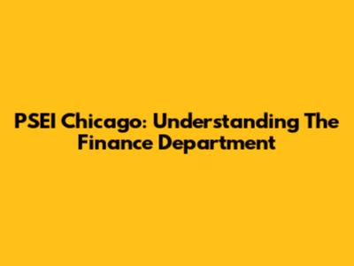 PSEI Chicago: Understanding The Finance Department