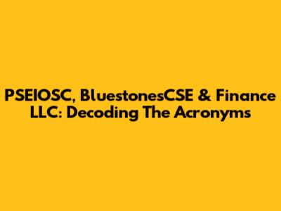 PSEIOSC, BluestonesCSE & Finance LLC: Decoding The Acronyms