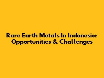 Rare Earth Metals In Indonesia: Opportunities & Challenges
