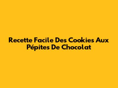 Recette Facile Des Cookies Aux Pépites De Chocolat
