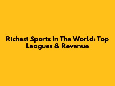 Richest Sports In The World: Top Leagues & Revenue