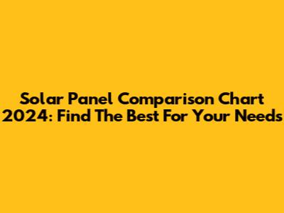 Solar Panel Comparison Chart 2024: Find The Best For Your Needs