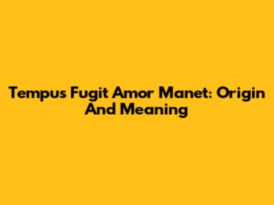 Tempus Fugit Amor Manet: Origin And Meaning