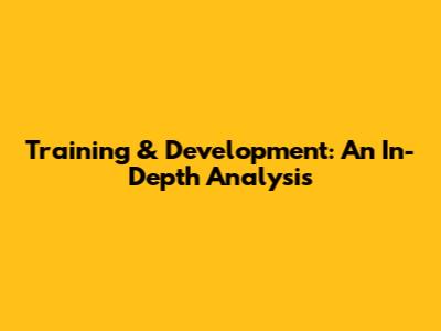 Training & Development: An In-Depth Analysis