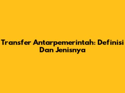 Transfer Antarpemerintah: Definisi Dan Jenisnya