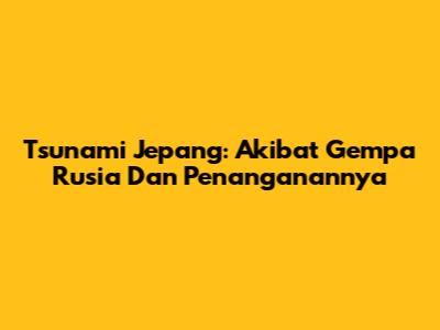 Tsunami Jepang: Akibat Gempa Rusia Dan Penanganannya